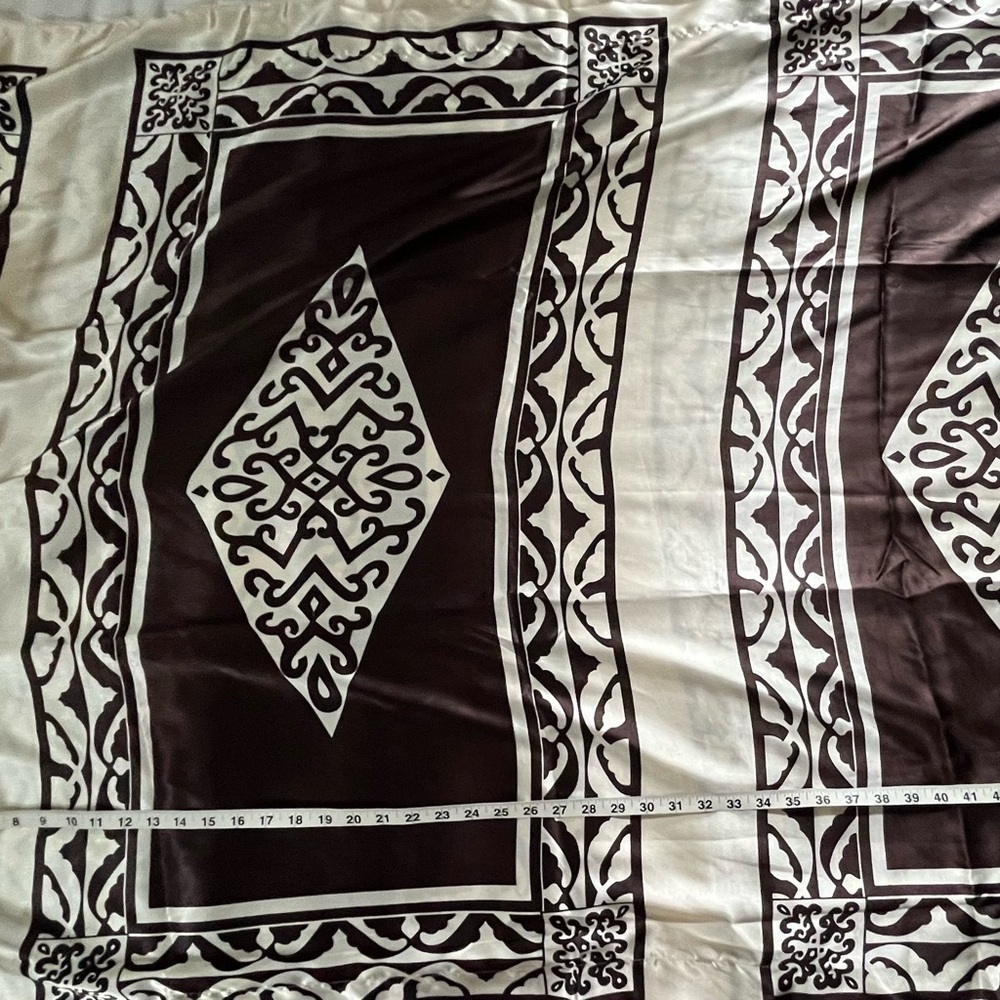 VTG Winlar Silky Art-To-Wear Brown/Cream Pancho Lagenlook Patterned Kaftan OS - Picture 9 of 12